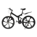 Folding Mountain Bike, 26" 21-Speed Height Adjustable Steel Frame Shifter City Two-wheeler for Men & Women Double Disc Brake Black