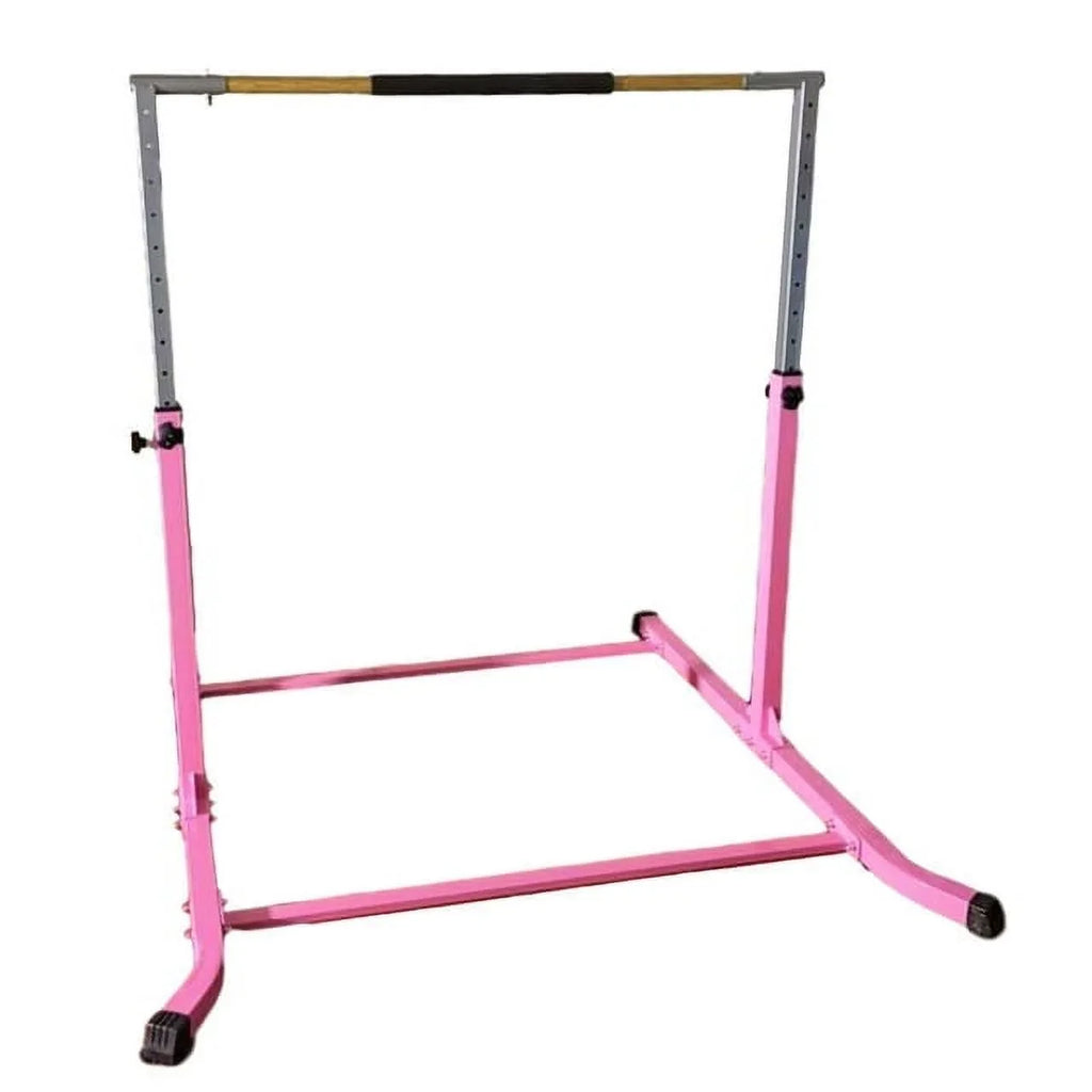 Pro-Gymnastics Pink Adjustable Junior Kip Bar - Heavy Duty, Cushioned Hand Bar, Height Up to 5 FT - Fitness Training for Kids