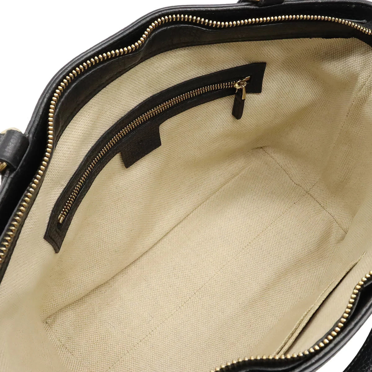 Pre-Owned GUCCI Soho Interlocking G Tote Bag Shoulder Tassel Leather Black 369176 (Good)