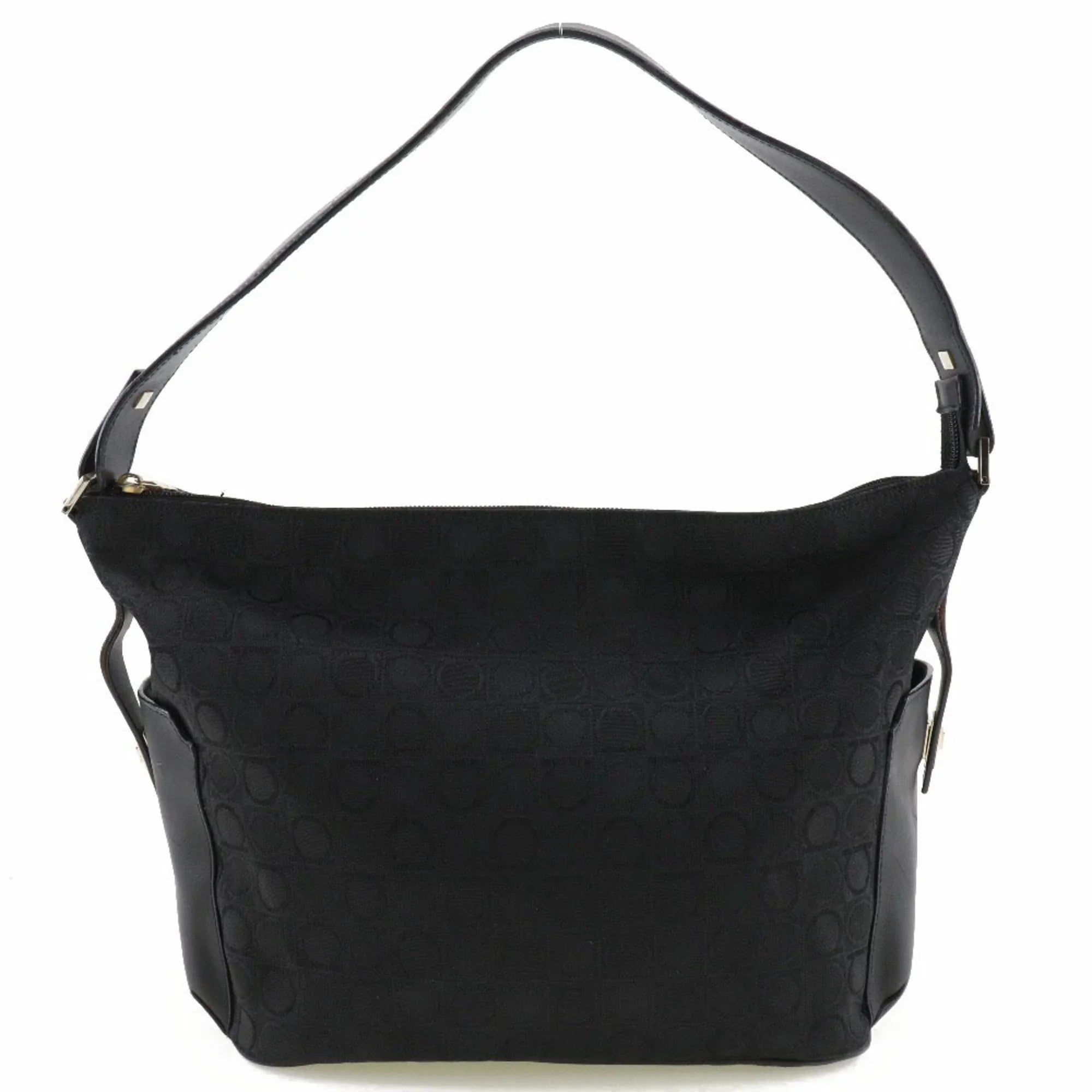 Pre-Owned Salvatore Ferragamo One Shoulder Bag Gancini AB-21 2779 Canvas x Leather Black Ladies (Fair)