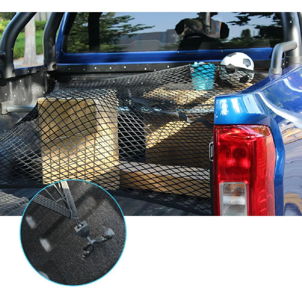 JEYODA Highly Elastic Cargo Net, Simple Truck Bed Cargo Mesh Organizer, Suitable for Daily Light Loads of Trucks, 4'x4' Stretches to 7'x7'