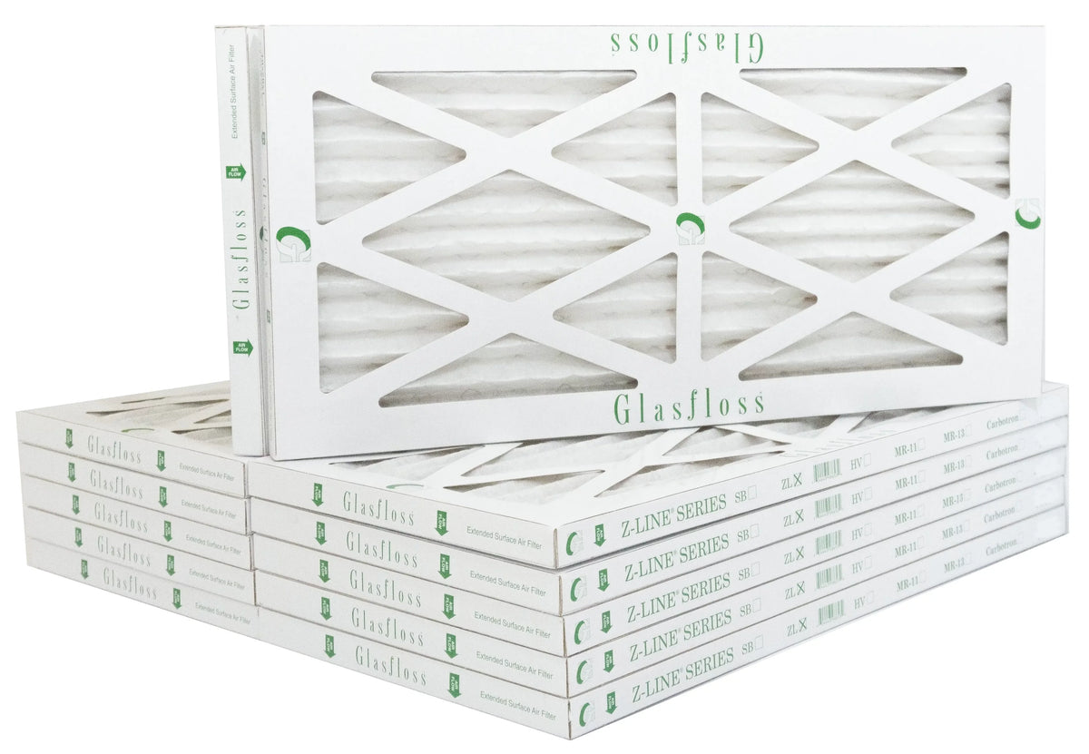 Glasfloss 8x24x1 - MERV 10 -Qty:12 - Furnace Air Filter - Made in USA (Actual Size: 7.5 x 23.5x7/8 inch)