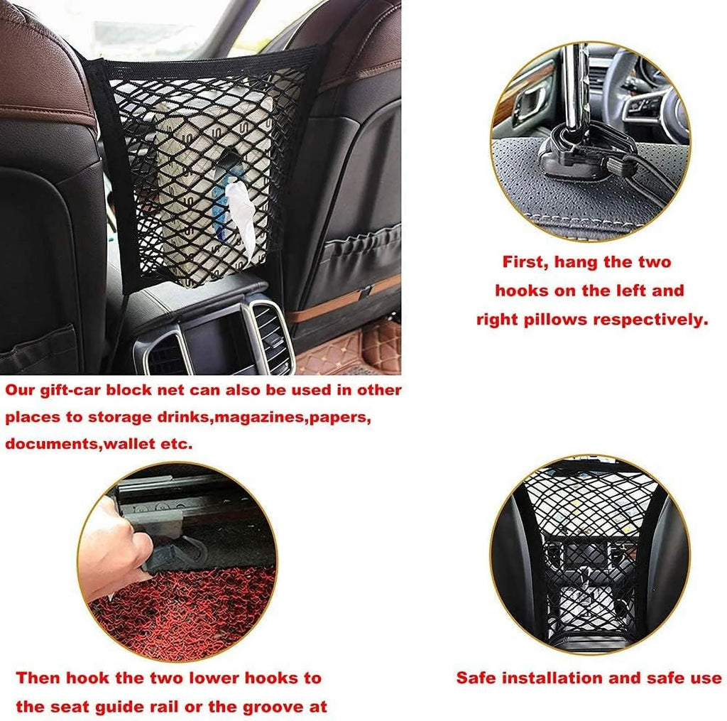 Dog Car Barriers—Heavy Duty Adjustable Wire Pet Cars Barrier with Front Cushion Mesh in Black—Safety Travel Dividers Fence for Vehicles, SUV, Cars