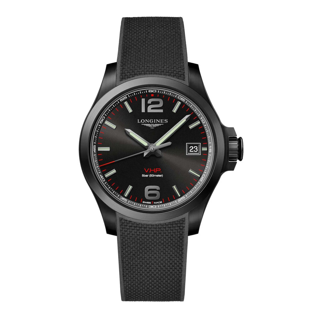 Longines L37162569 Men's Conquest V.H.P. Black Dial Strap Watch