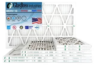 Glasfloss 24x36x1 - MERV 10 -Qty:4 - Furnace Air Filter - Made in USA (Actual Size: 23.5 x 35.5x7/8 inch)