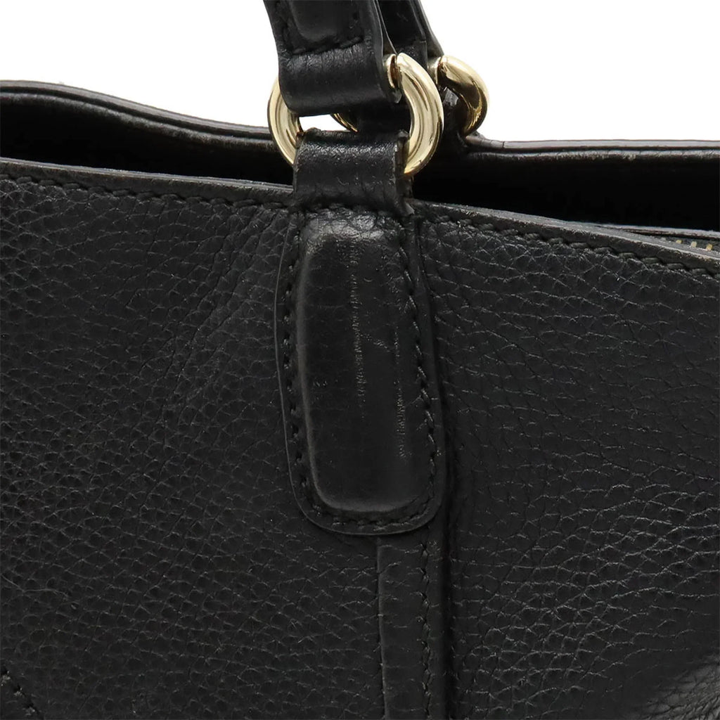 Pre-Owned GUCCI Soho Interlocking G Tote Bag Shoulder Tassel Leather Black 369176 (Good)