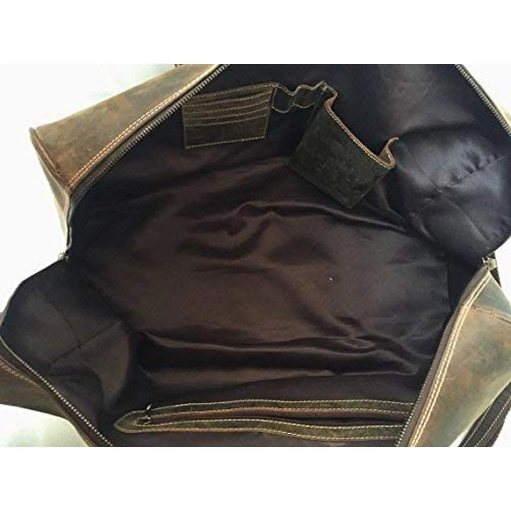 FR Fashion Co. 20" Men's Vintage Distressed Buffalo Leather Duffle Bag | Spacious & Stylish | Adjustable Shoulder Strap