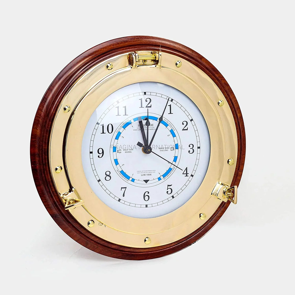 Nagina International Premium Ornamental Time Tide Clock On Solid Deluxe Wood Base | Pirate's Ocean Beach Decor (10 Inches)