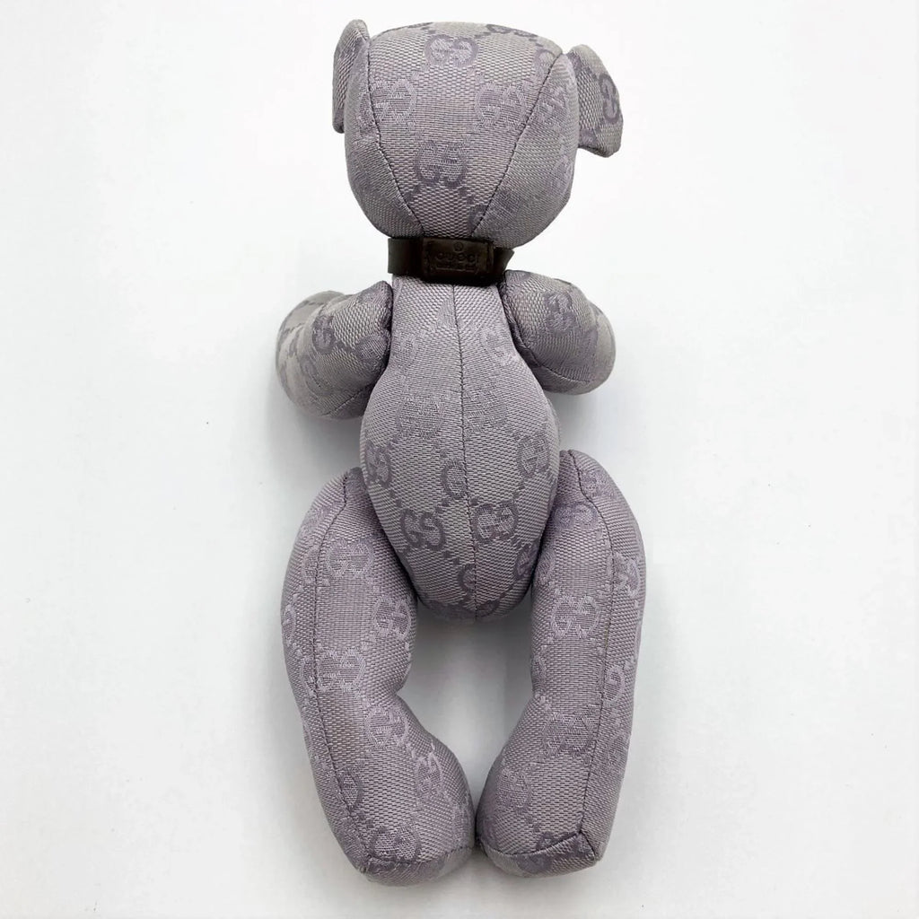Pre-Owned GUCCI Gucci Bear Plush Toy Purple x Brown GG Canvas Interior Ladies Kids (Good)