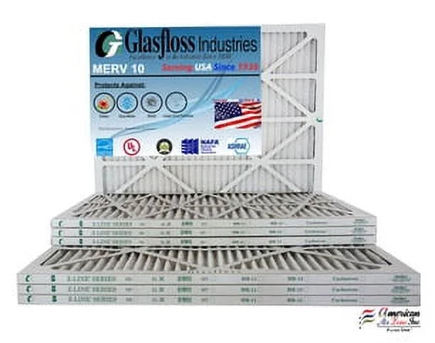 Glasfloss 12x36x1 - MERV 10 -Qty:6 - Furnace Air Filter - Made in USA (Actual Size: 11.5 x 35.5x7/8 inch)