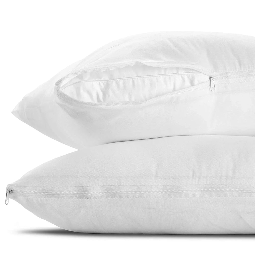Poly-Cotton Zippered Pillow Cover - Standard Size Pillow Protector - Protects from Dirt, Dust, and Debris - 12 Pack