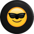 2018 2019 Wrangler JL Backup Camera Text Emoji Smiling Face Sunglasses Cool Summer Spare Tire Cover for Jeep RV 32 Inch