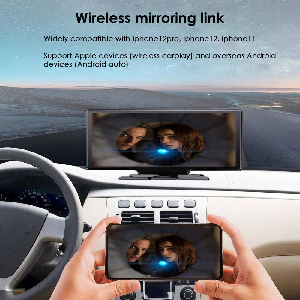 KingFurt T91 Dash Camera with 2K 1080P Dual Lens - Enhanced Recording, Wireless Connectivity, Android Auto, Touch Screen, WiFi