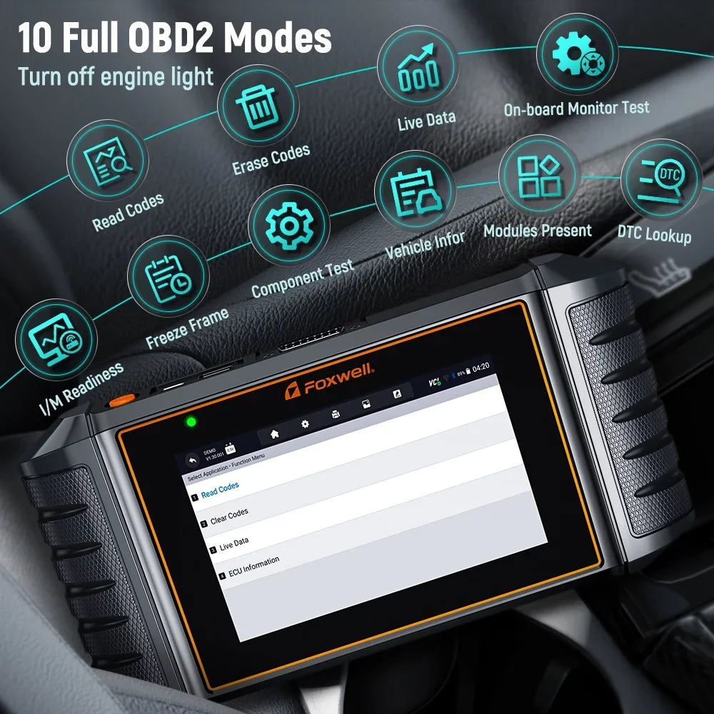 FOXWELL NT726 OBD2 Scanner Automotive All System Diagnostic Tool 12 Reset BMS Service Suspension ABS Bleeding Injector Coding Throttle Reset OBDII Code Reader Automotive Scanner, Gift: Battery Tester