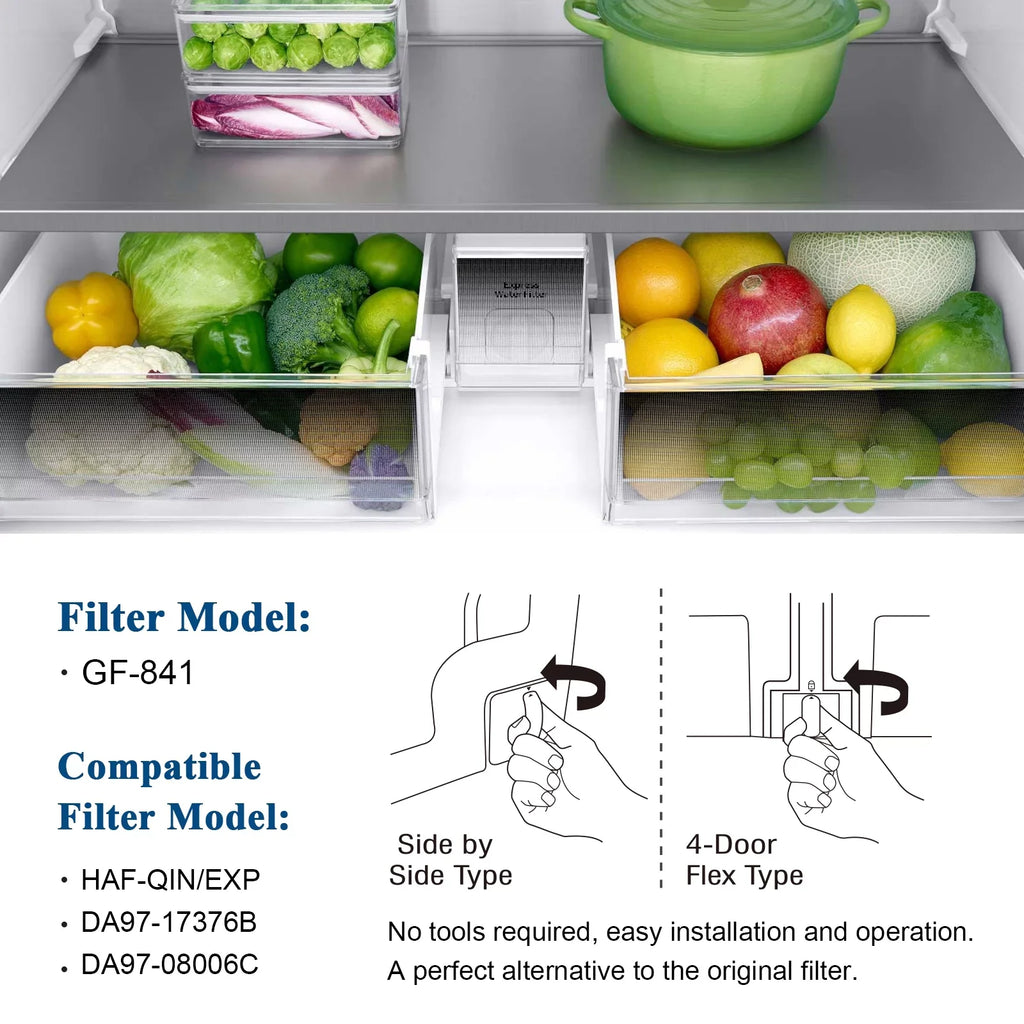 GLACIER FRESH DA97-17376B HAF-QIN Refrigerator Filtered Water Filter Replacement for HAF-QIN/EXP, DA97-08006C, RF23M8070SG, RF23M8070SR, RF23M8090SG, RF23M8090SR (6Pack)