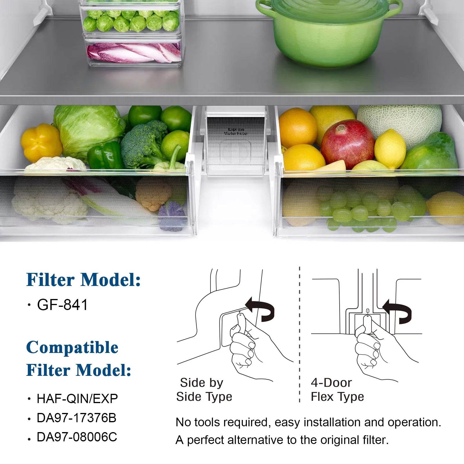 GLACIER FRESH DA97-17376B HAF-QIN Refrigerator Filtered Water Filter Replacement for HAF-QIN/EXP, DA97-08006C, RF23M8070SG, RF23M8070SR, RF23M8090SG, RF23M8090SR (6Pack)
