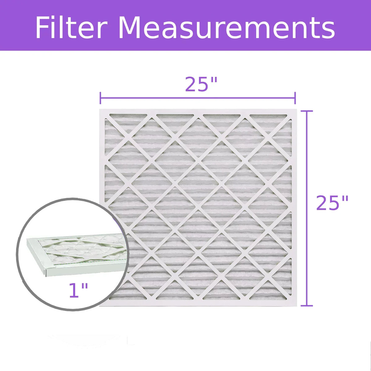 25x25x1, Purolator DMK80 Extended Surface Pleated Air Filter, Mechanical MERV 8, (6 Pack)