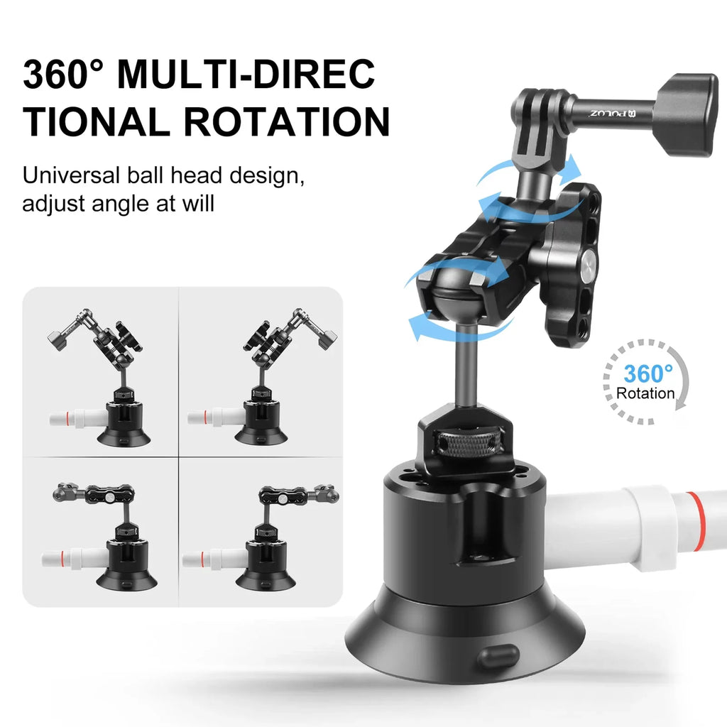 Anself Suction Cup Mount for Camera, Car Bracket Dual 360° Ballheads Replacement, Compatible with 11/10/9/8, Osmo 3/2