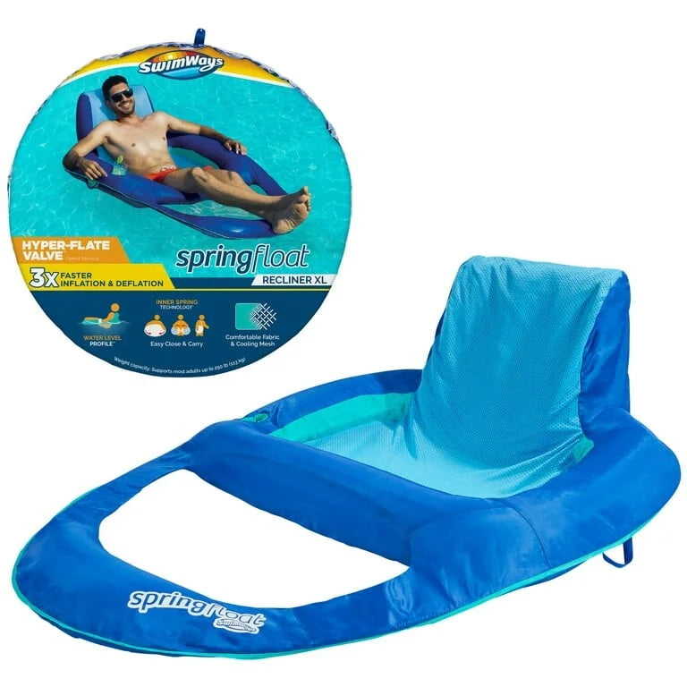 Float Recliner Inflatable Pool Lounge Chair with Backrest, Pool Float for Adults