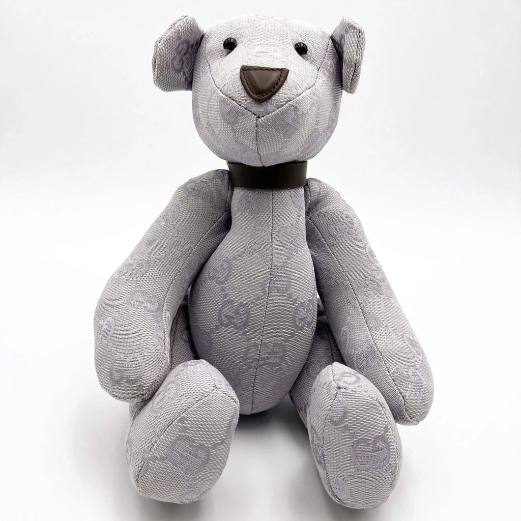 Pre-Owned GUCCI Gucci Bear Plush Toy Purple x Brown GG Canvas Interior Ladies Kids (Good)