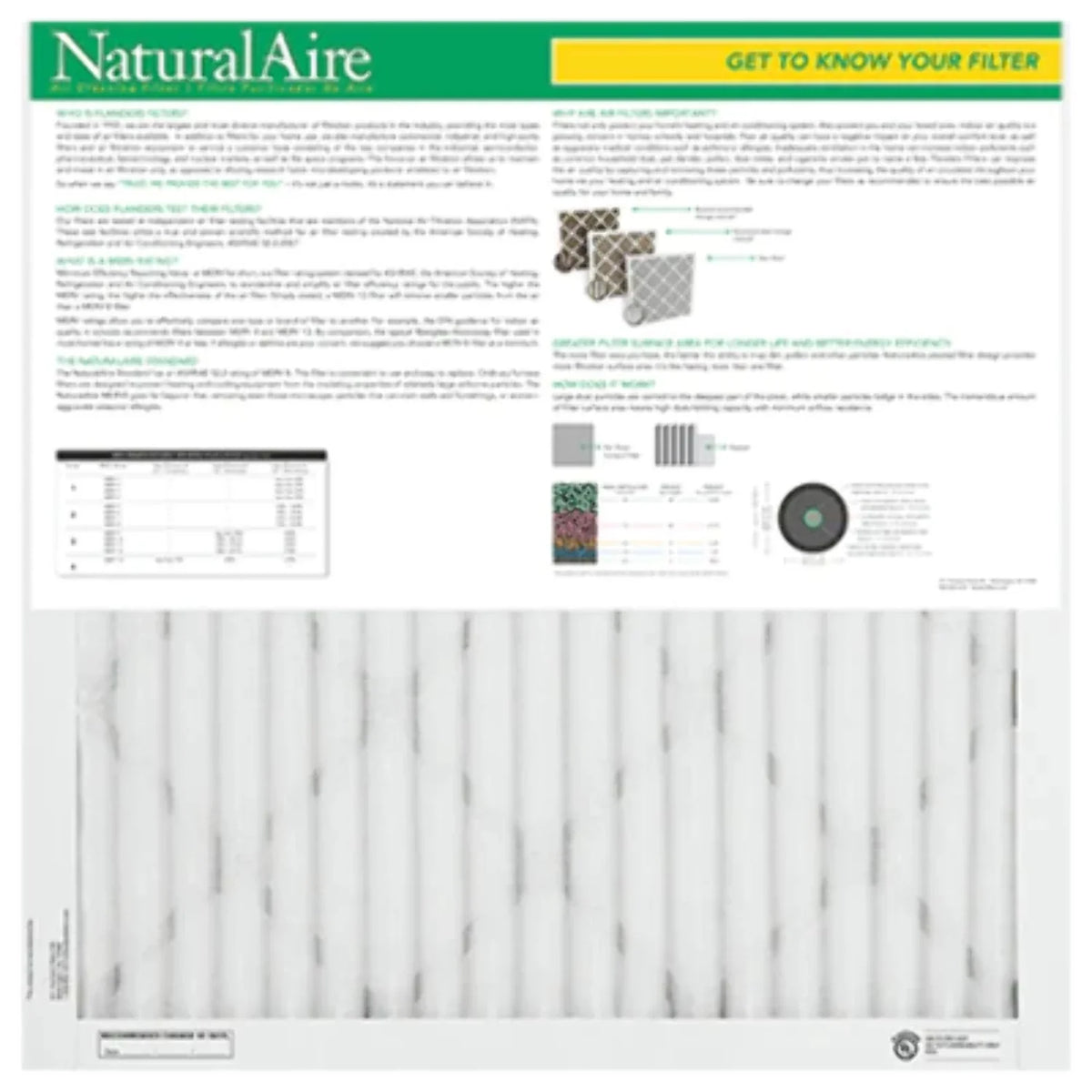 15x30x1, Naturalaire Standard Air Filter Merv 8, 84858.011530, Pack12