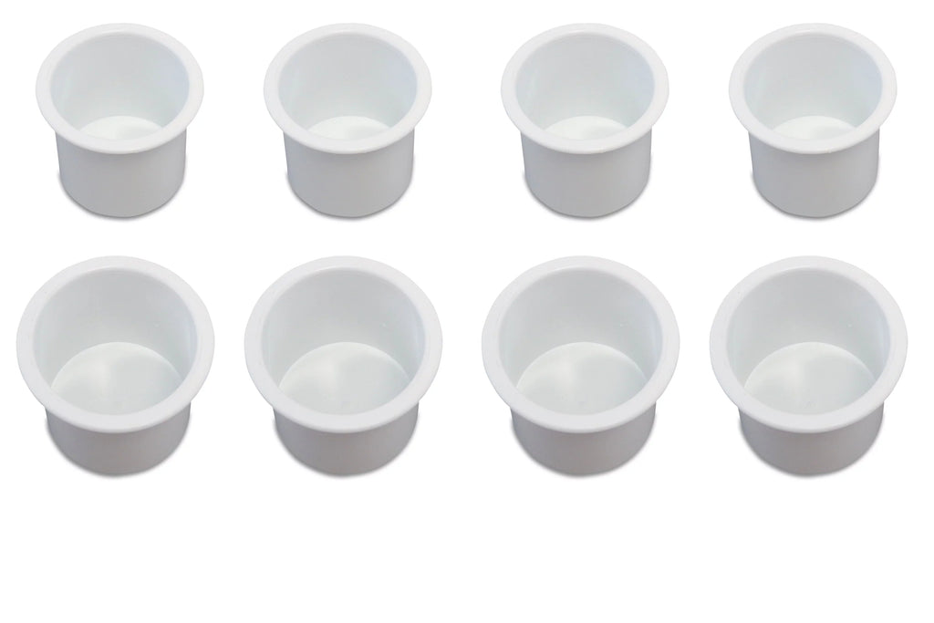 8 Cup Holder Plastic Pocket Recessed Drop In Insert Universal for Boat RV Car Truck Sofa Game Table Marine Pontoon Motorhome Camper White