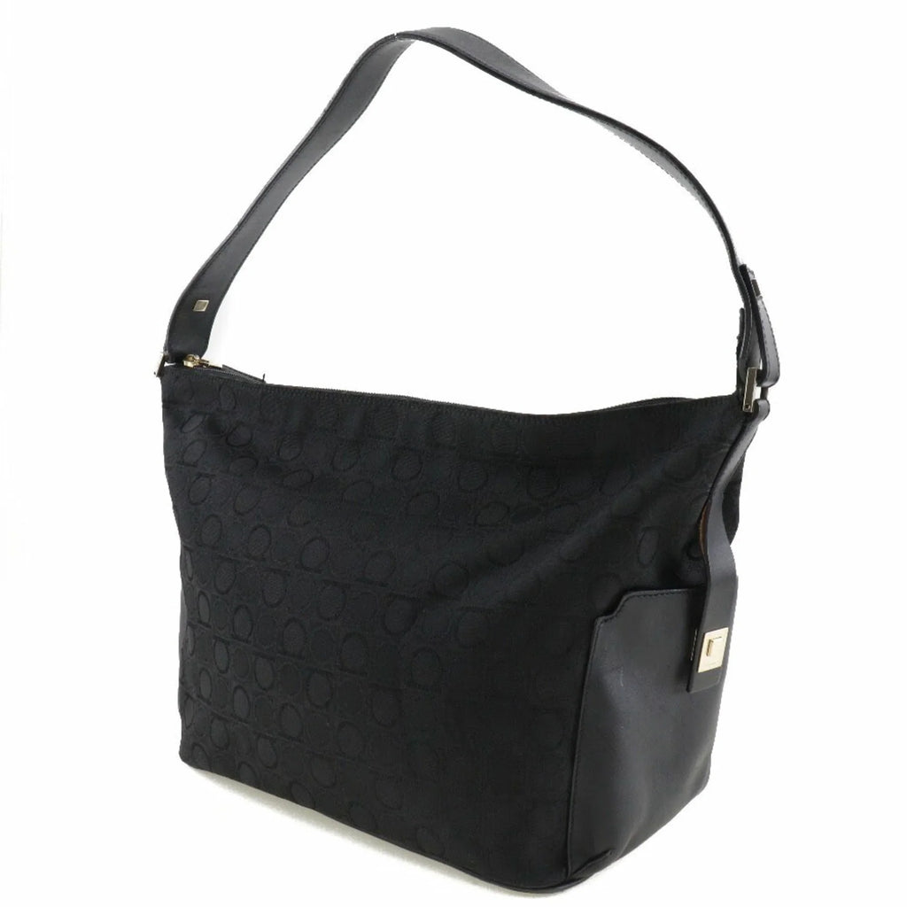 Pre-Owned Salvatore Ferragamo One Shoulder Bag Gancini AB-21 2779 Canvas x Leather Black Ladies (Fair)