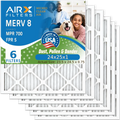 24x25x1 Air Filter MERV 8 Comparable to MPR 700 & FPR 5 Electrostatic Pleated Air Conditioner Filter 6 Pack HVAC AC Premium USA Made 24x25x1 Furnace Filters by AIRX FILTERS WICKED CLEAN AIR.