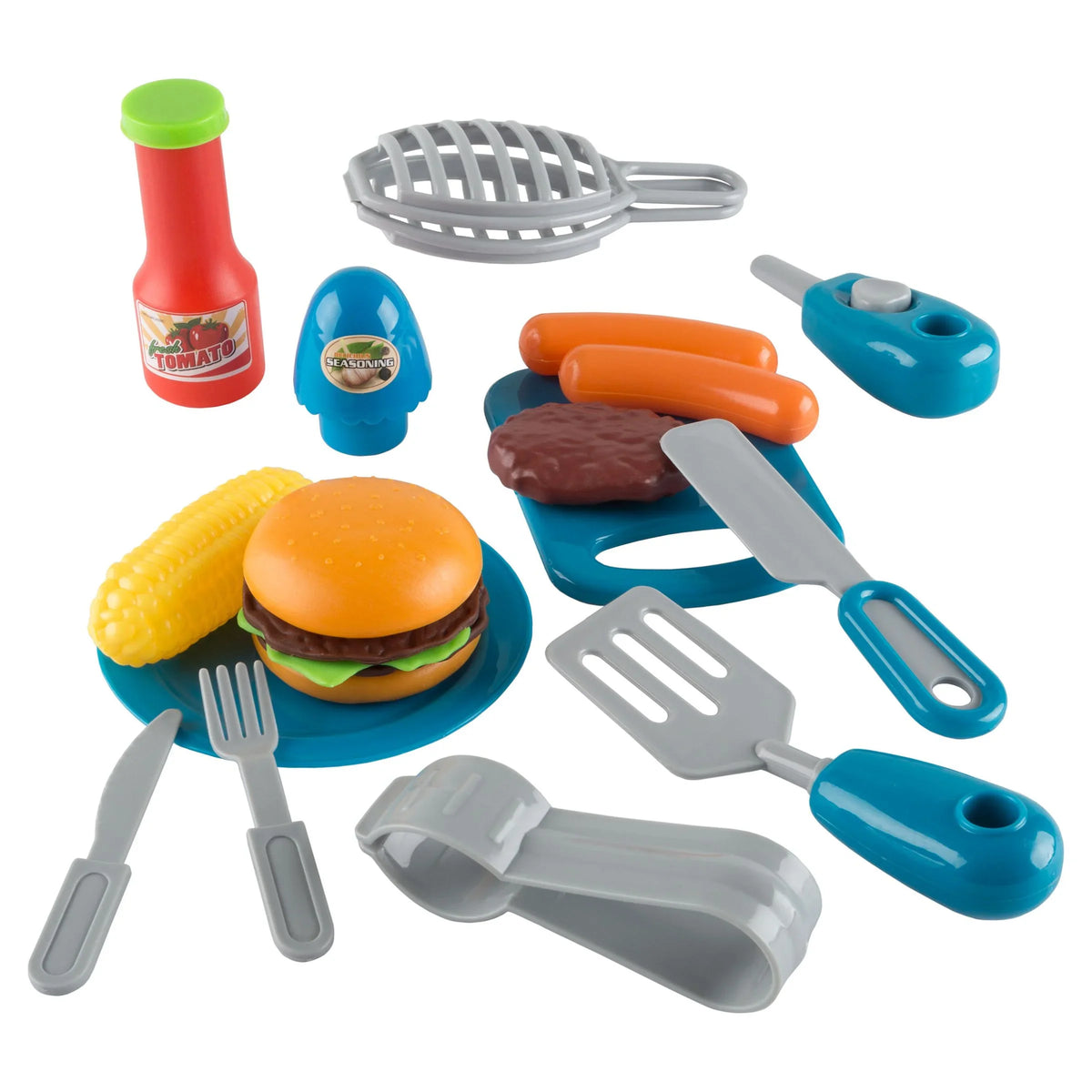 Hey! Play! BBQ Grill Toy Set - Pretend Play Kids Dinner Play Set