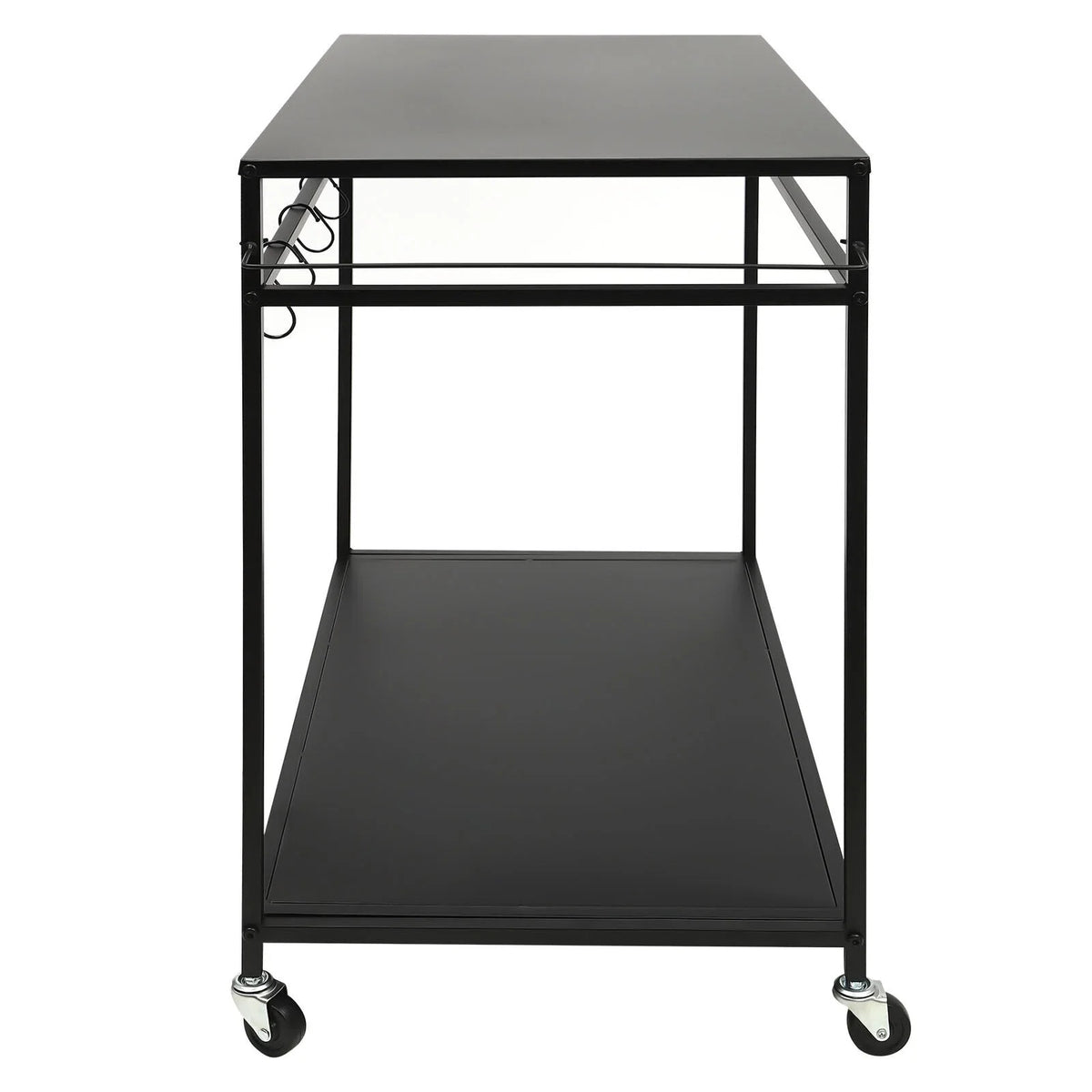 Outdoor Cook Station Table 2-Tier Shelf Food Prep BBQ Grill Serving Cart Movable Rack