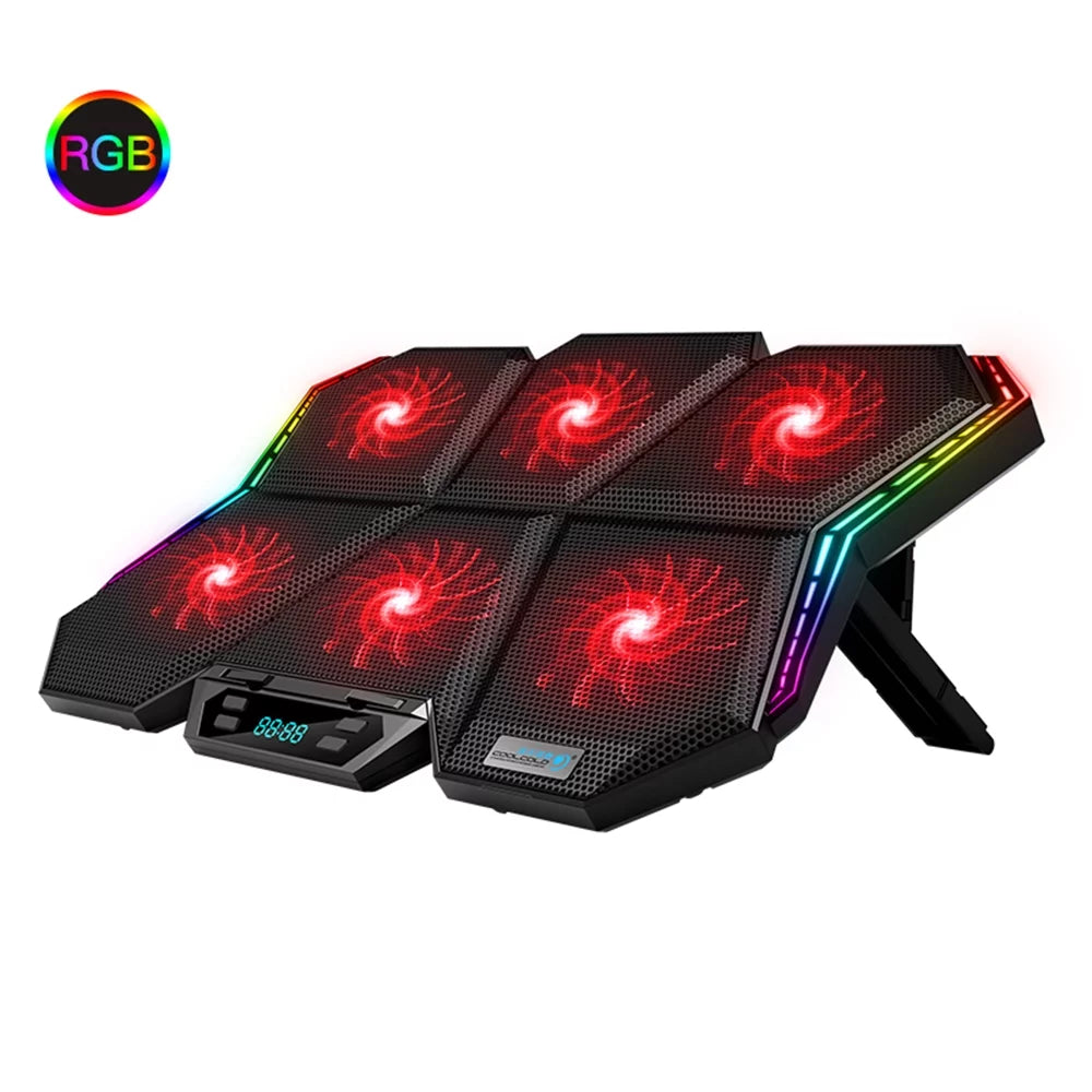 COOLCOLD K40 Laptop Cooler Stand with 6 Fans, Adjustable Wind Speed, and Mute Design
