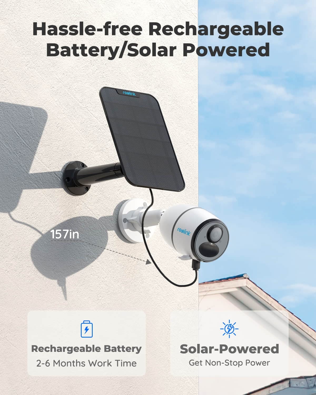 Reolink 2K+ 5MP Outdoor 4G LTE Cellular Battery-Powered Wireless Security Camera System, No WiFi Needed, Night Vision, Smart Person/Vehicle Detection, 2-Way Talk, Go Plus with White Solar Panel