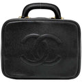 Pre-Owned Chanel Handbag Vanity Bag Black Gold Cocomark A07061 Leather GP Caviar Skin 4th CHANEL Stitch (Good)