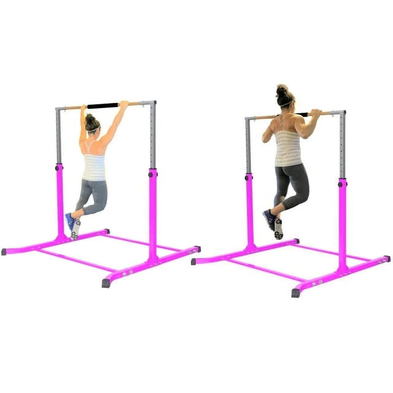 Pro-Gymnastics Pink Adjustable Junior Kip Bar - Heavy Duty, Cushioned Hand Bar, Height Up to 5 FT - Fitness Training for Kids