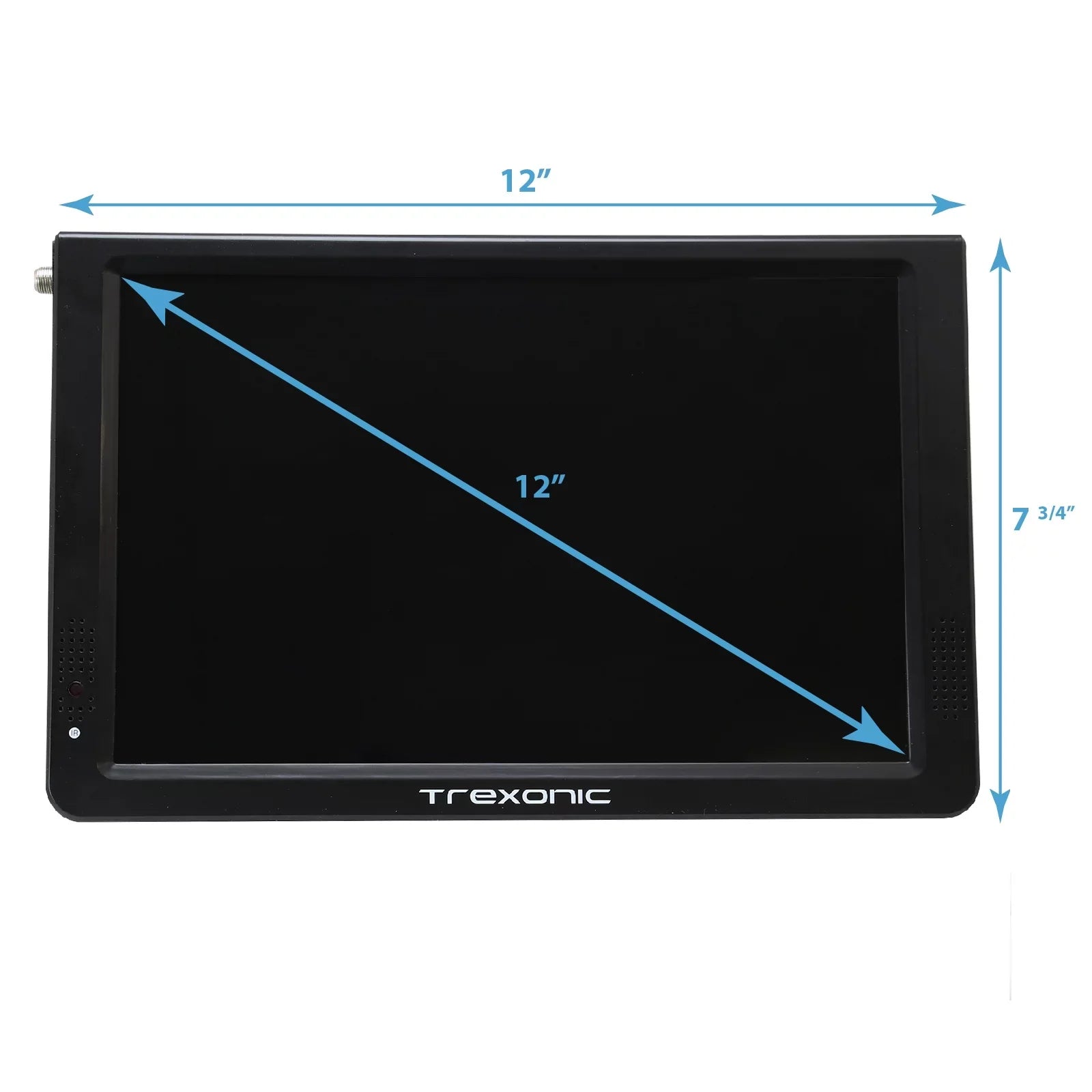 Reconditioned Trexonic Portable Widescreen 12" LED TV With TF Slot, USB/Micro USB/ Headphone/AV Inputs And Built-in Digital Tuner