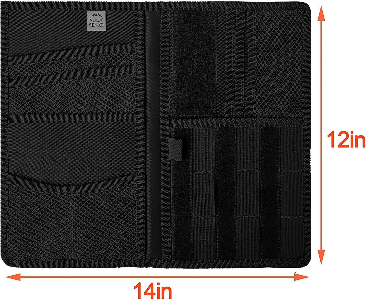 MDSTOP Molle Visor Panel Organizer Tactical Webbing Compatible Vehicle Sun Visor Cover Car Sunshade Storage Holder Pouch Fits for Cars, Trucks, Suvs, Pickups (Black, 7"x12")