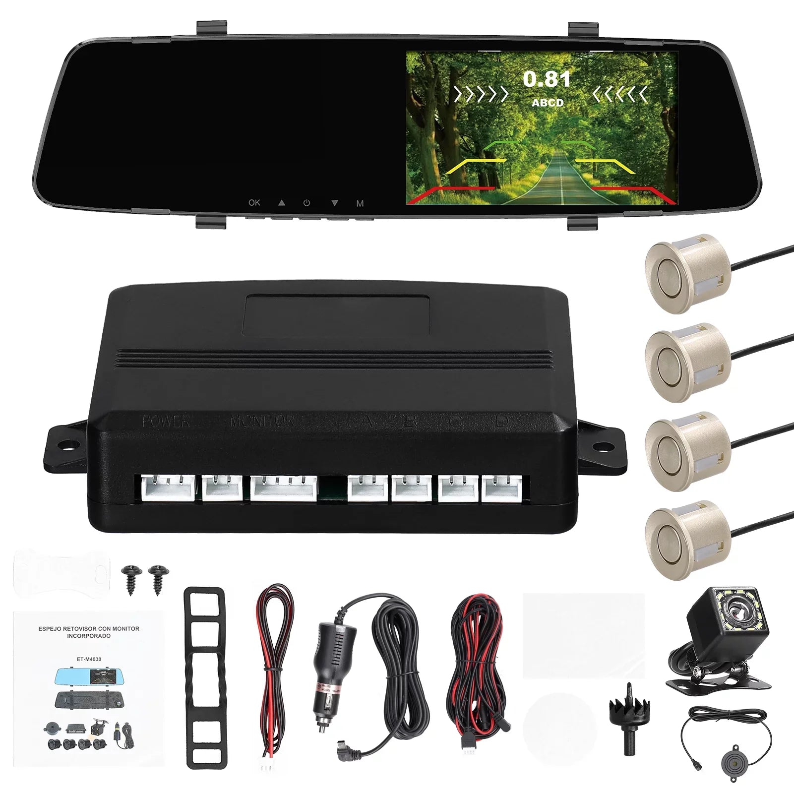Nebublu Dash Camera,1080P DVR Dash 4.3 Inch Screen Radars Rear Dual Rear Dual Camera Dual Camera 4.3 Inch Screen Support Camera 4.3 Inch Reverse Radars Rear 4 Reverse Radars Dash Cam Rear Reco