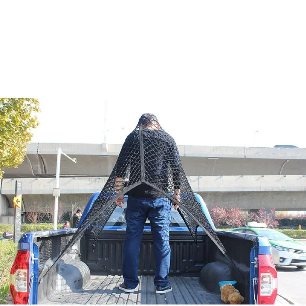 JEYODA Highly Elastic Cargo Net, Simple Truck Bed Cargo Mesh Organizer, Suitable for Daily Light Loads of Trucks, 4'x4' Stretches to 7'x7'