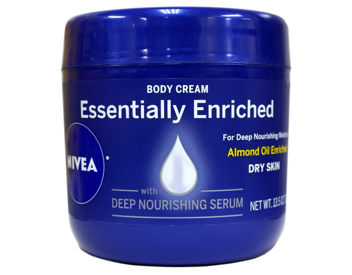 NIVEA Essentially Enriched Body Cream Almond Oil Deep Nourishing Serum 13.5 oz Pack of 6