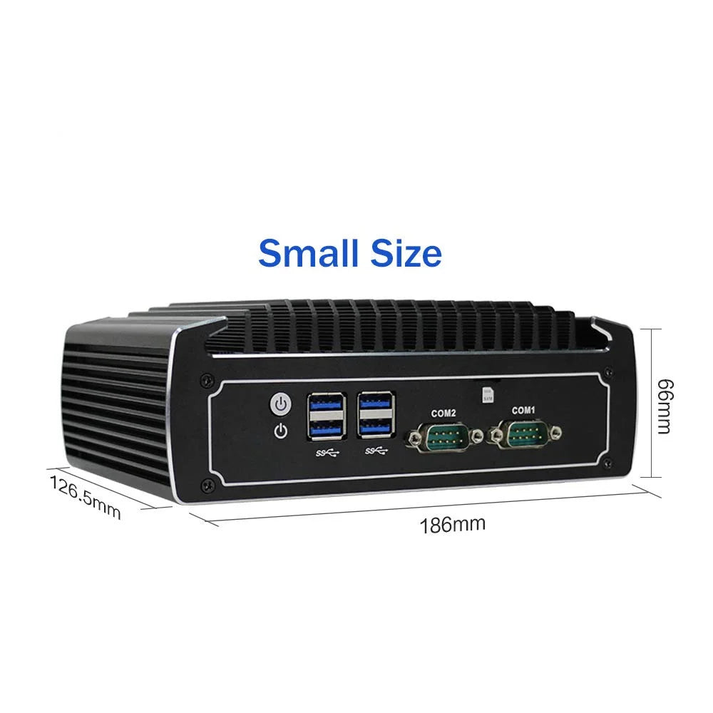 PARTAKER Fanless Mini PC, 4K Powerful Industrial Mini Computer, Core i5 8250U 8th Gen, 4 Cores CPU, 8GB Ram 128GB SSD 1TB HDD, Dual Nic, HD, DP, 4*USB3.0, SIM Card Slot, 2 COM, Windows 10 Pro