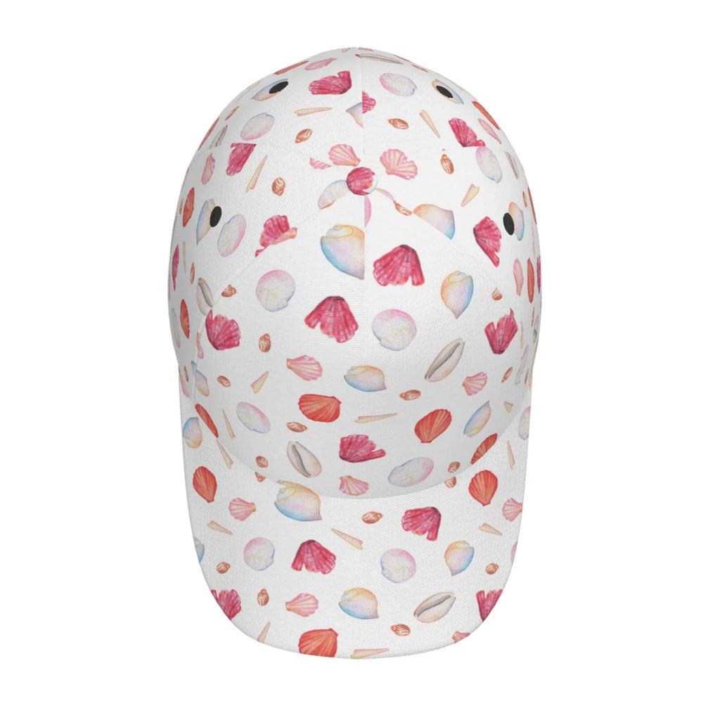Lukts Red Coral And Scallop Seashell Cap Hat For Men/Women,Unstructured/Cotton