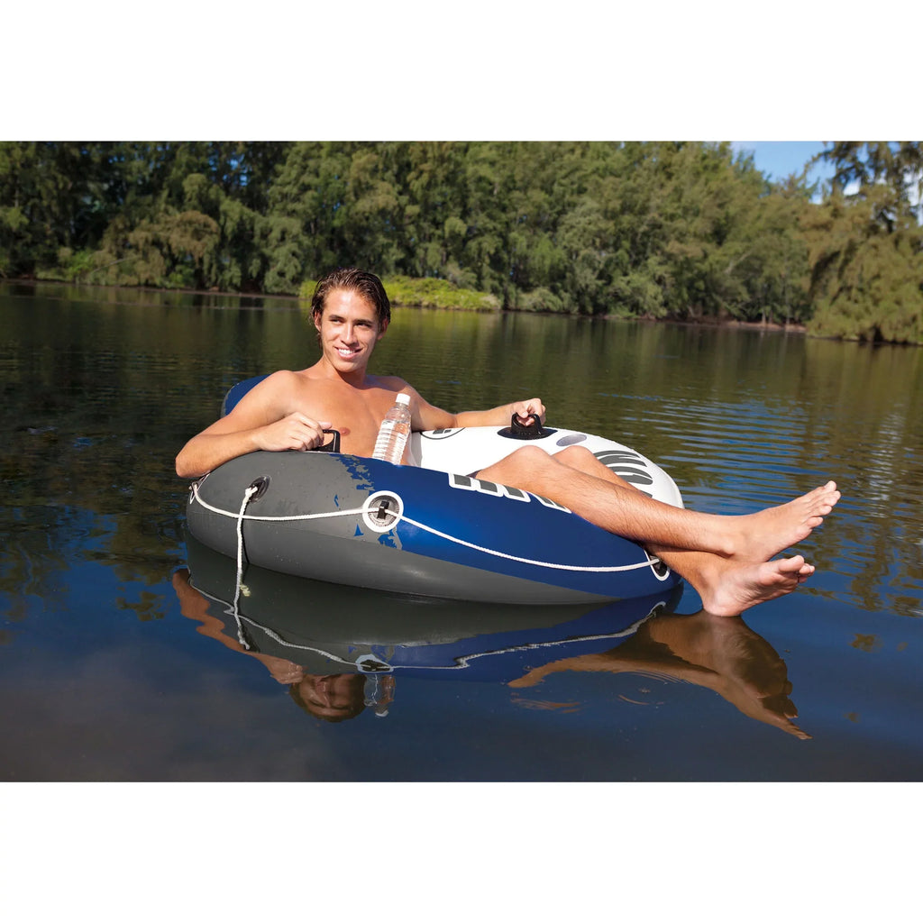 Intex River Run 1 Person Floating Tube (3 Pack) and 12 Volt Electric Air Pump