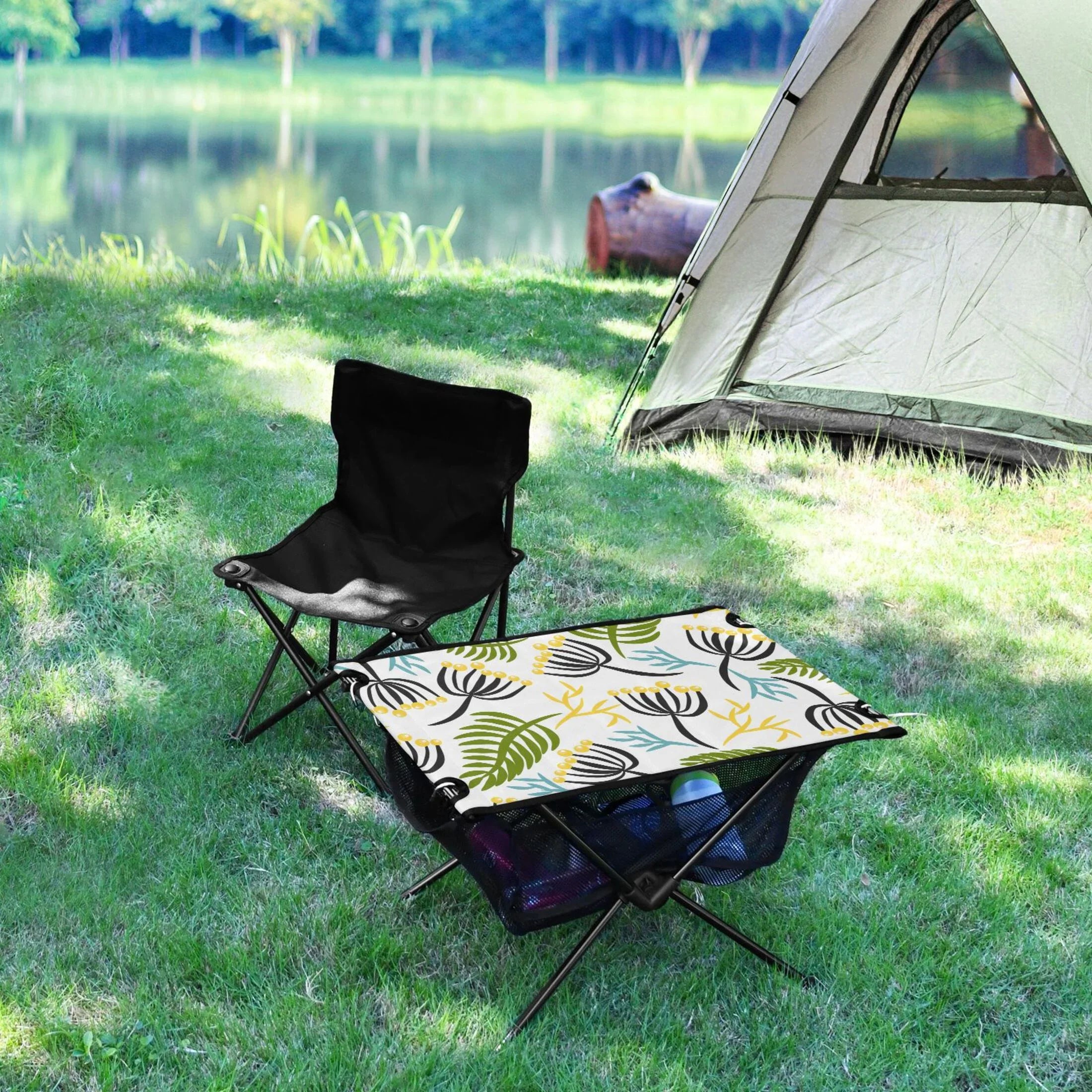 Leaves Camping Folding Table Portable Beach Table with Storage Bag Compact Picnic Table for Outdoor Travel Fishing BBQ