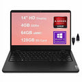 Ideapad 14W Gen 2 14 Business Laptop | 14" HD Anti-Glare Display | AMD 3000 Series 3015e Processor | 4GB DDR4 64GB eMMC 128GB SD Card | AMD Radeon Graphic HDMI Win10 Pro Black + HDMI Cable