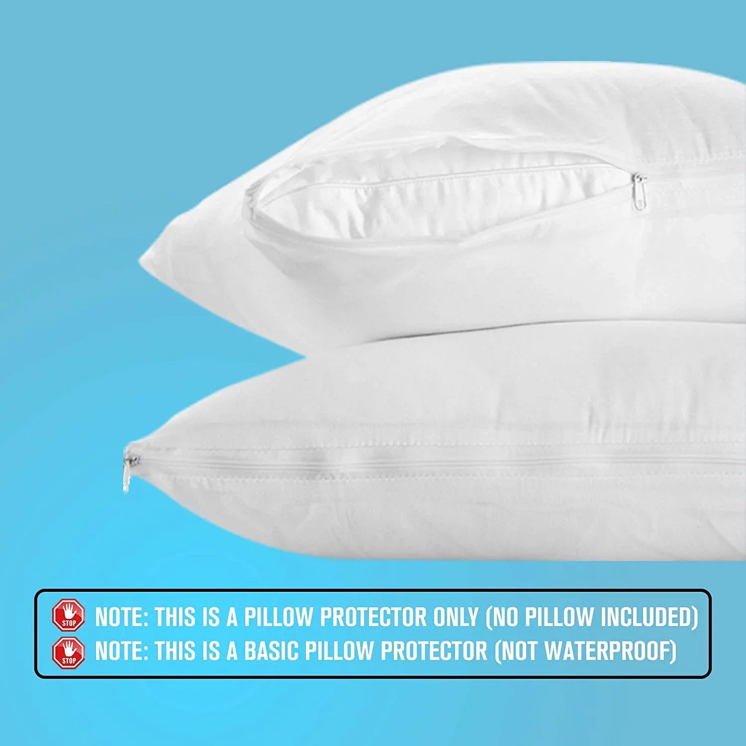 Poly-Cotton Zippered Pillow Cover - Standard Size Pillow Protector - Protects from Dirt, Dust, and Debris - 12 Pack