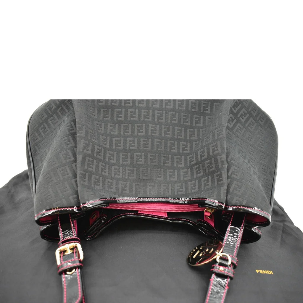 Pre-owned FENDI Zucchino Print Canvas Shopping Tote Bag Black