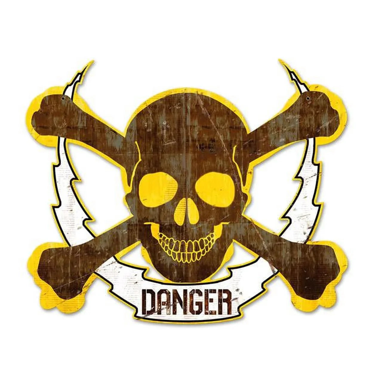 Past Time Signs PS504 19 x 16 in. Skull Bolt Danger Plasma Metal Sign