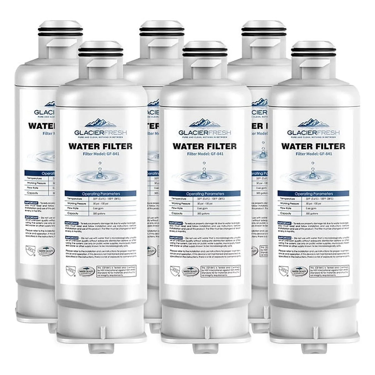 GLACIER FRESH DA97-17376B HAF-QIN Refrigerator Filtered Water Filter Replacement for HAF-QIN/EXP, DA97-08006C, RF23M8070SG, RF23M8070SR, RF23M8090SG, RF23M8090SR (6Pack)