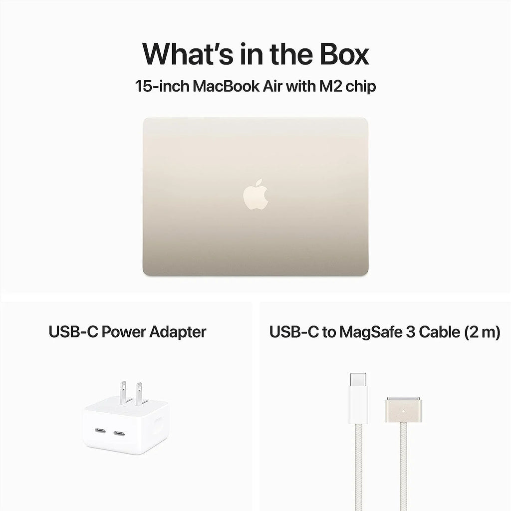 Laptop Computer MacBookAir 15.3" M2 with 8-core CPU and 10-core GPU, 512GB Mid 2023 - Starlight MQKV3LL/A