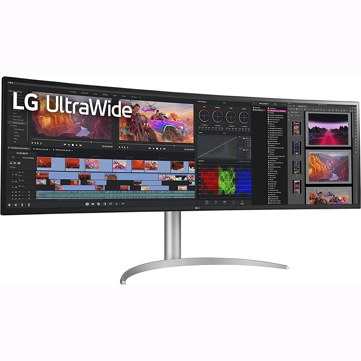 Open Box LG 49WQ95C-W 49" 32:9 Curved UltraWide DQHD (5120 x 1440) Nano IPS Monitor, NVIDIA G-SYNC Compatible & AMD FreeSync Premium Pro, HDMI 2.1 and USB Type-C, Tilt/Height/Swivel Adjustable